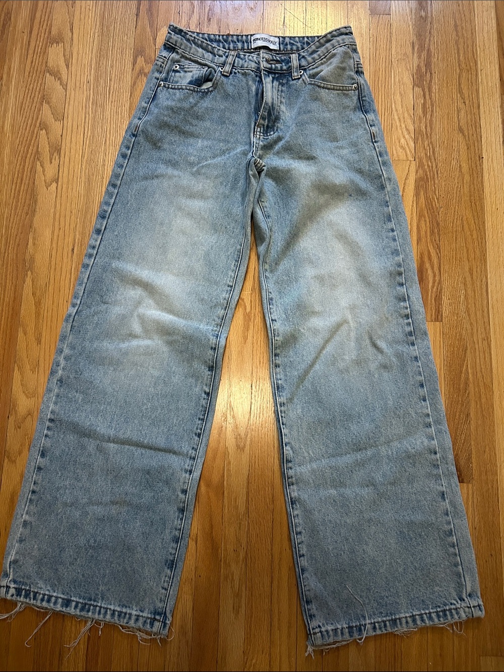 Princess Polly Light Blue Low-Rise Wide Leg Jeans